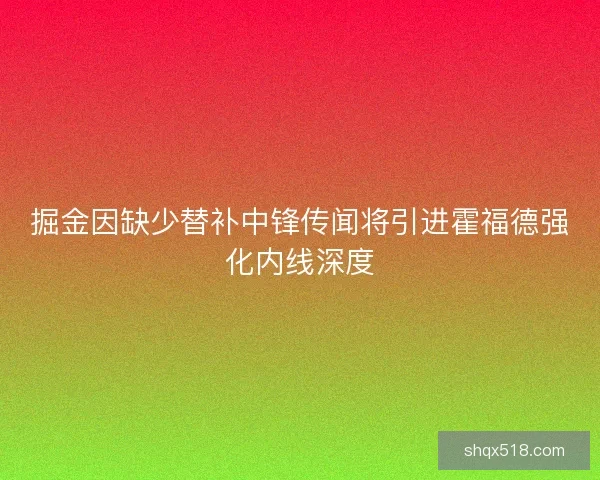 掘金因缺少替补中锋传闻将引进霍福德强化内线深度