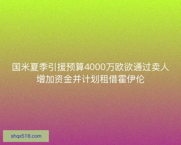 国米夏季引援预算4000万欧欲通过卖人增加资金并计划租借霍伊伦